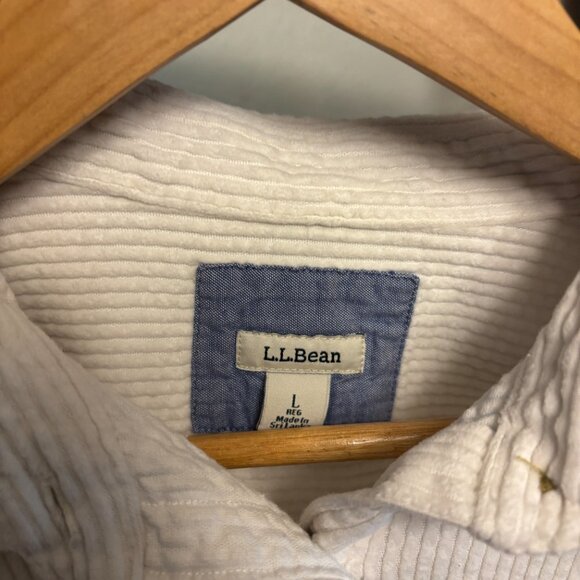 L.L. Bean White Cord Shirt, Long length, Size Large - Picture 2 of 4